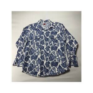 B&D by Pandhandle Slim Men's Long Sleeve Blue Paisley Pearl Snap Shirt - Size XL